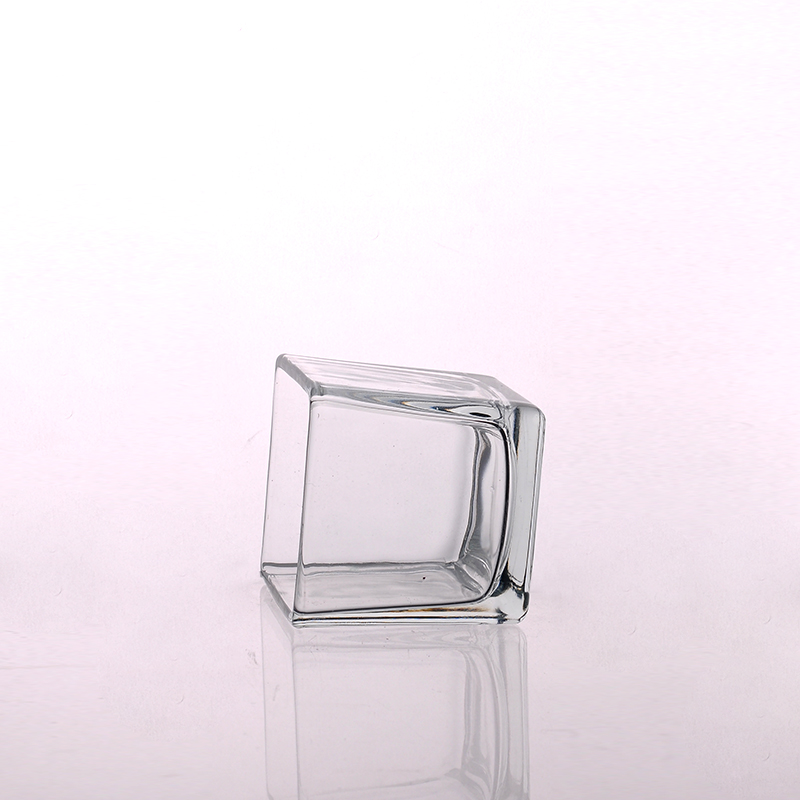 Cuboid clear glass tealight holder 