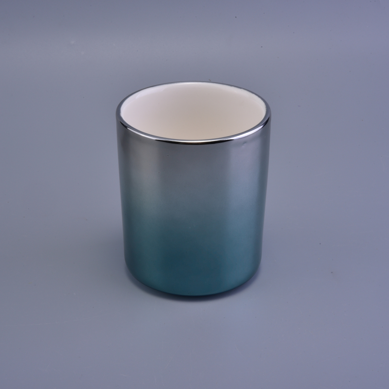 faded blue ceramic candle holder 12oz 