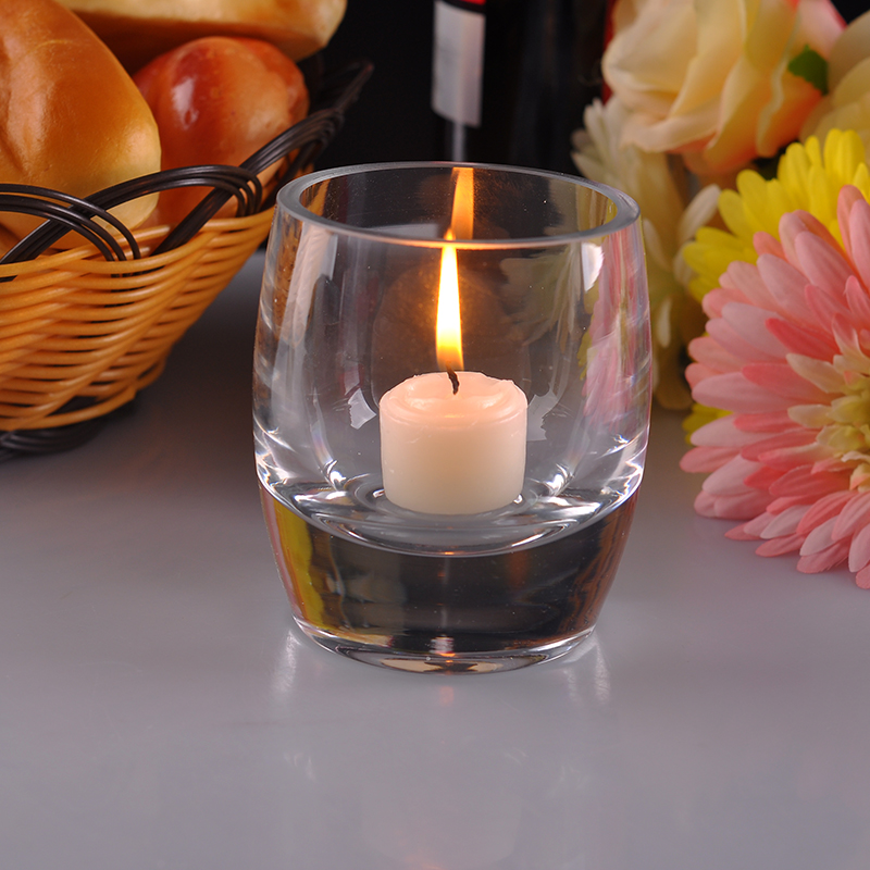 Cuboid clear glass tealight holder 