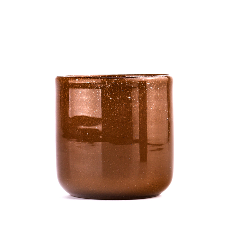 Wholesale brown thin glitter glass candle jars in bulk candle holders