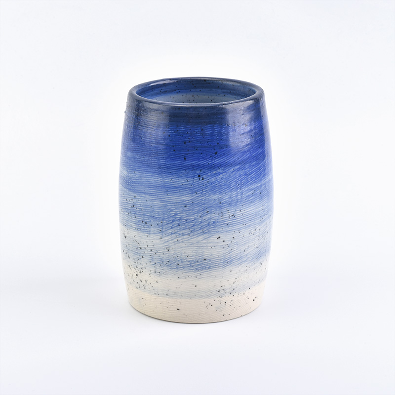 280ml transmutation glaze starry blue cylinder ceramic candle holder