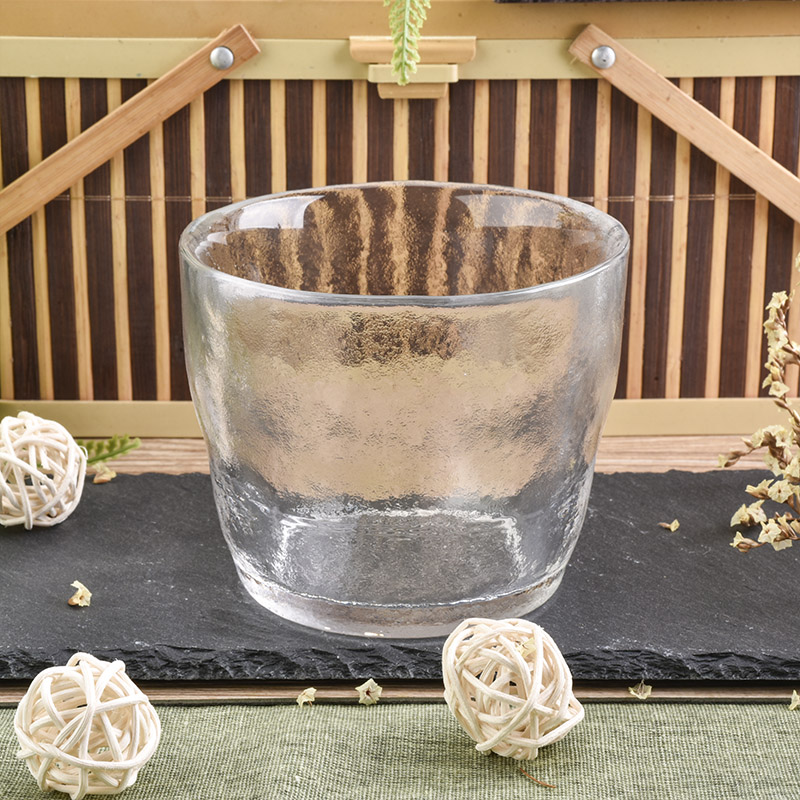 Transparent large capacity glass candle vessel 