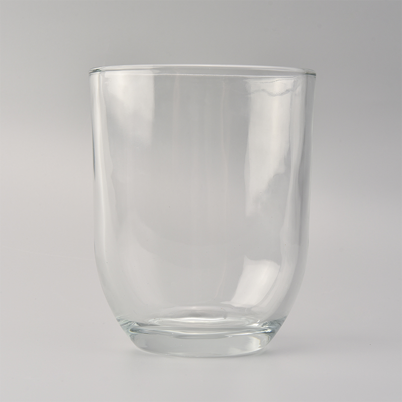 Elliptical clear glass candle holder