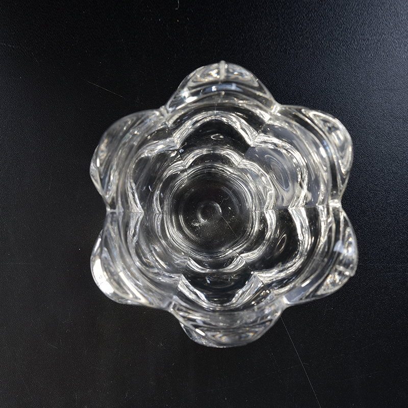 Flower shape design lotus crystal glass tealight holder