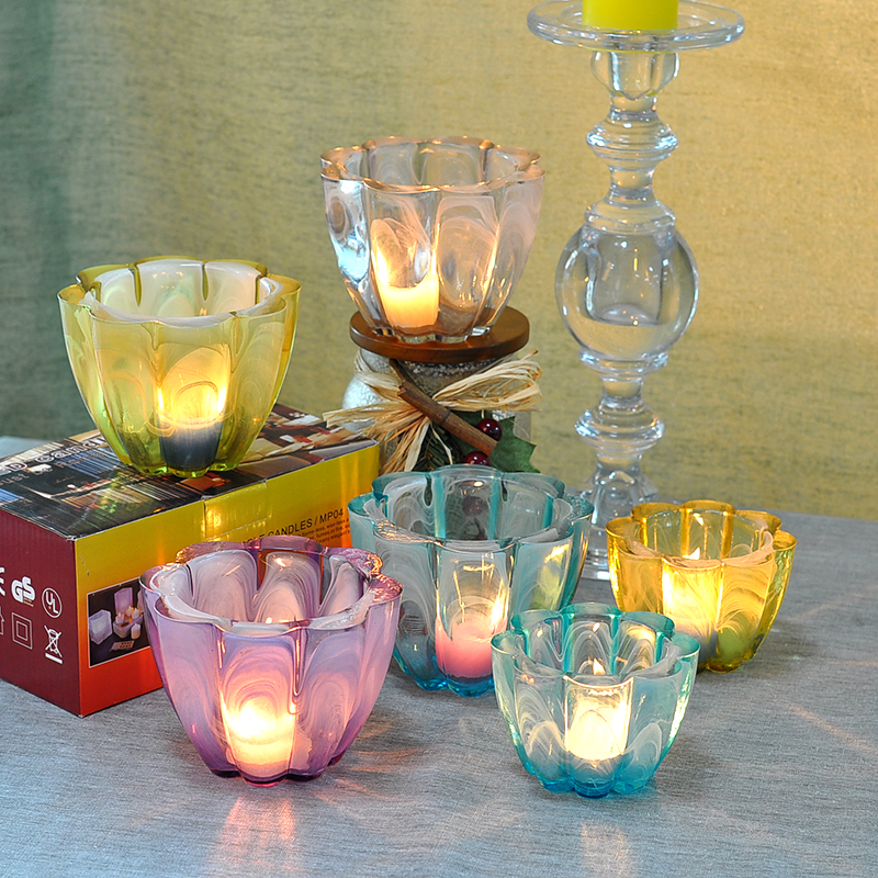 Flower shape trick wall glass candle holder