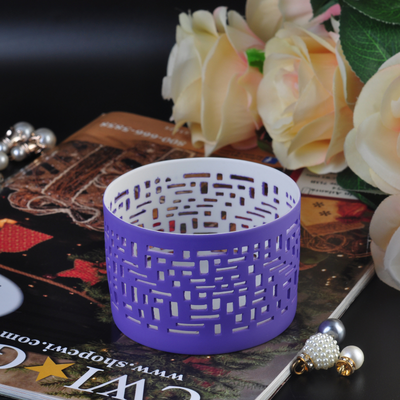 Blue carving ceramic tealight vessel