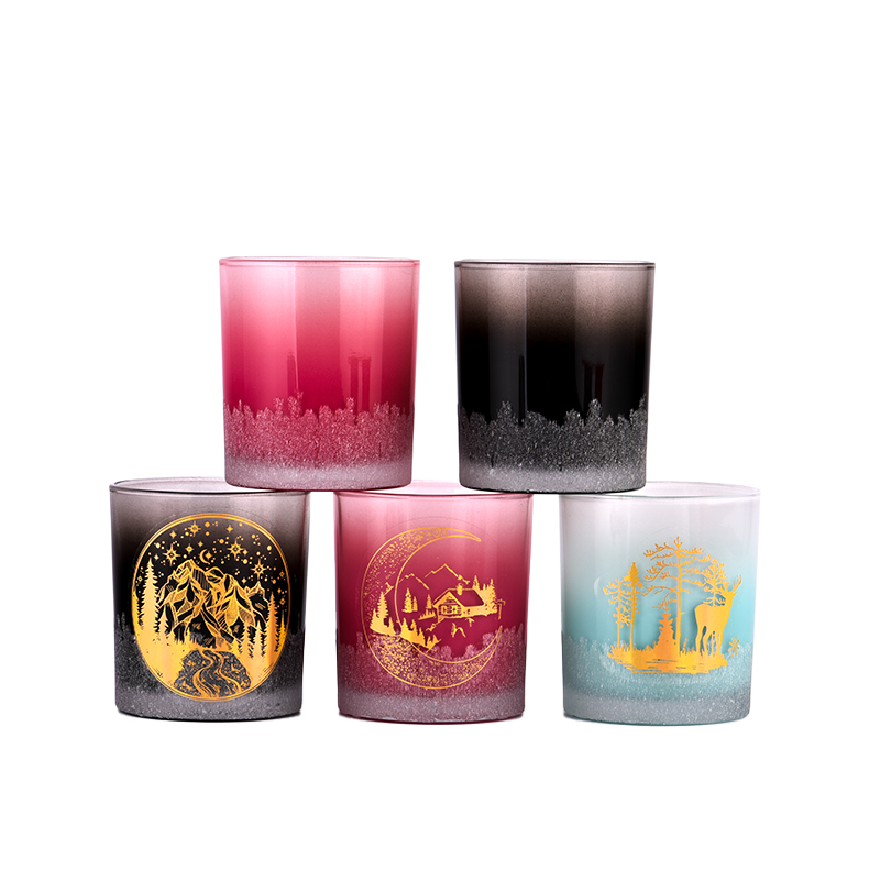 Wholesale custom hand-engraved christmas empty glass candle jar