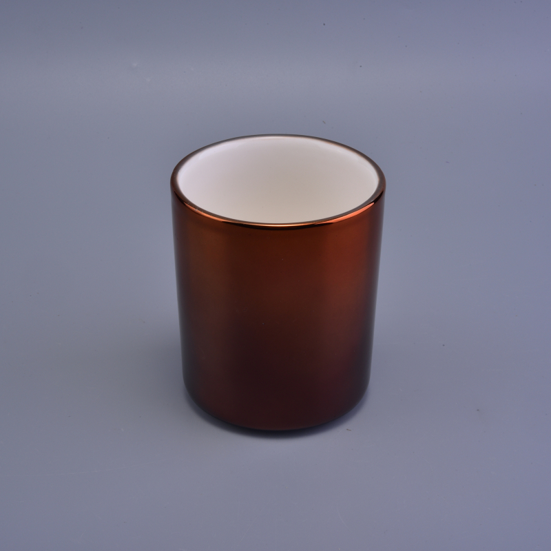 brown cylinder ceramic vessel for candle 