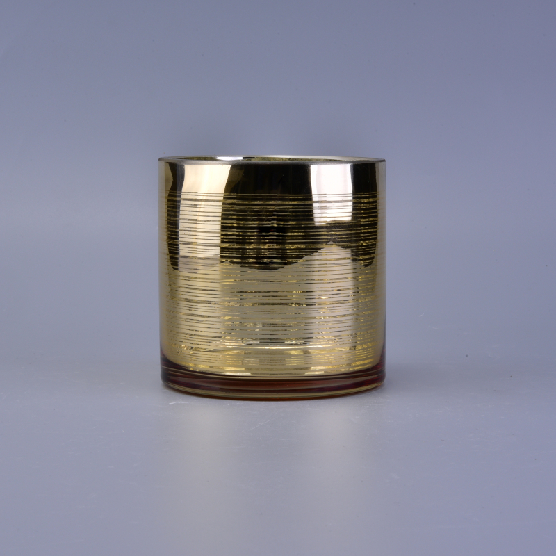 Gold electroplated glass candle jar