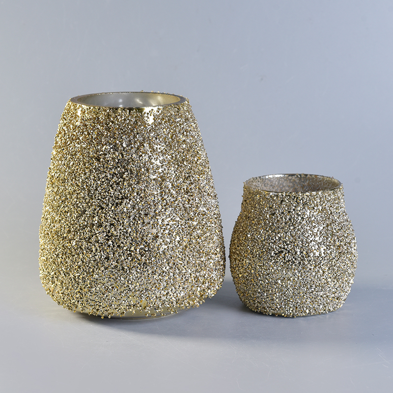 Gold diamond small mouth glass candle jars