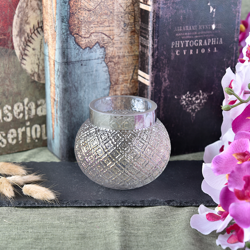 Iridescent plating glass candle jar