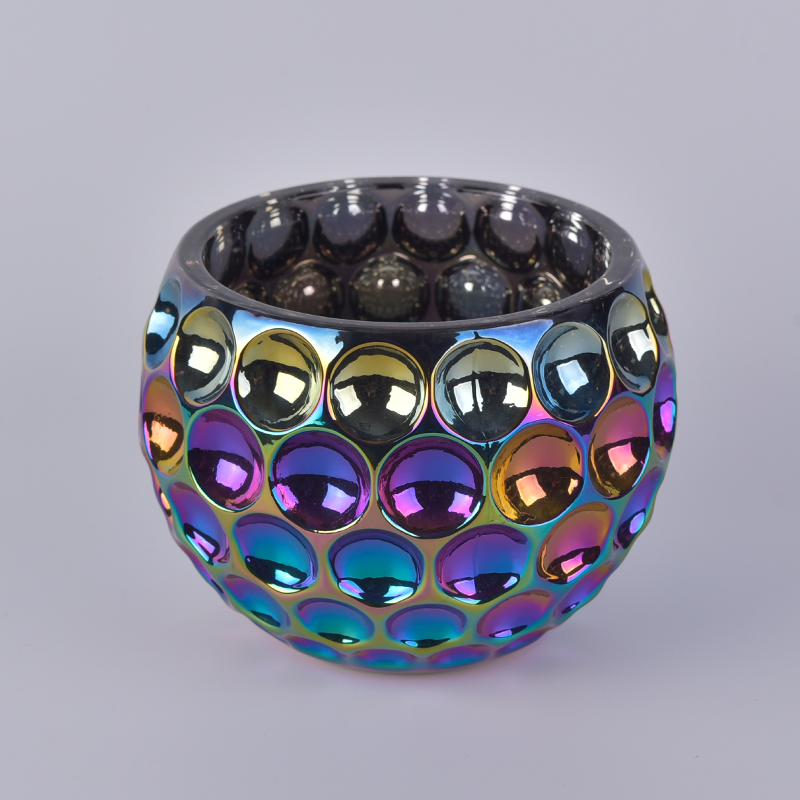 Iridescent plating glass candle jar