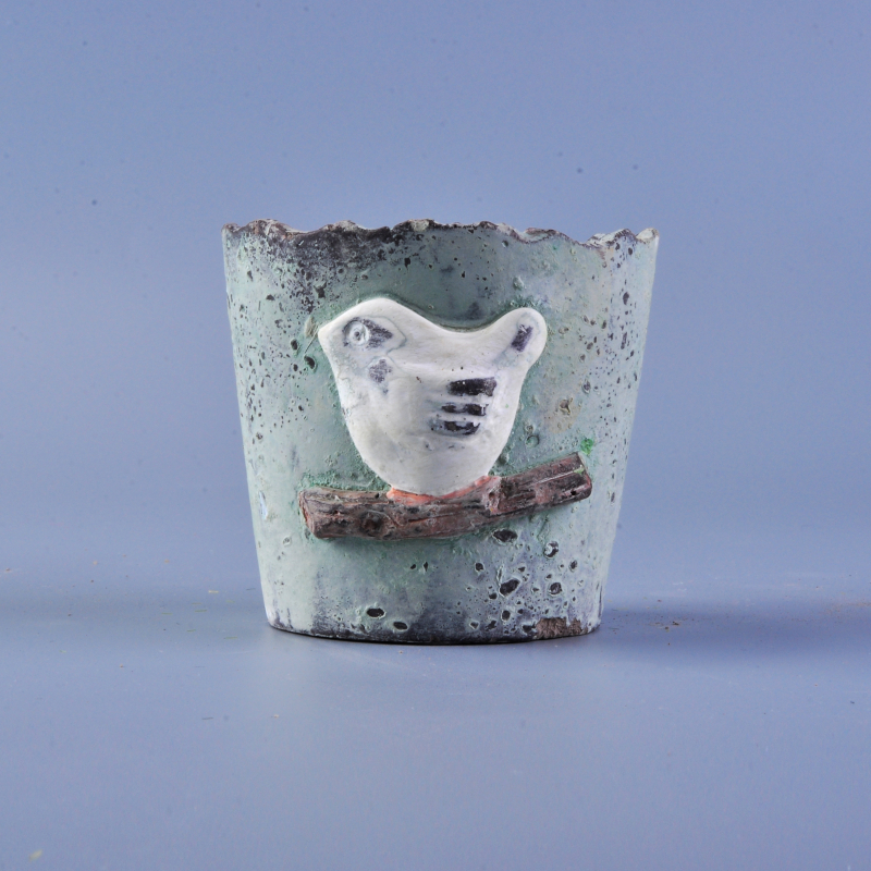 177ml irregular green unique bird ceramic candle holder