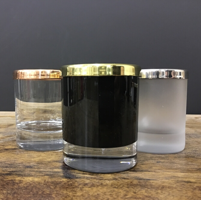 Black candle containers glass candle cups with lids