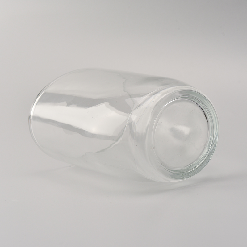 Elliptical clear glass candle holder