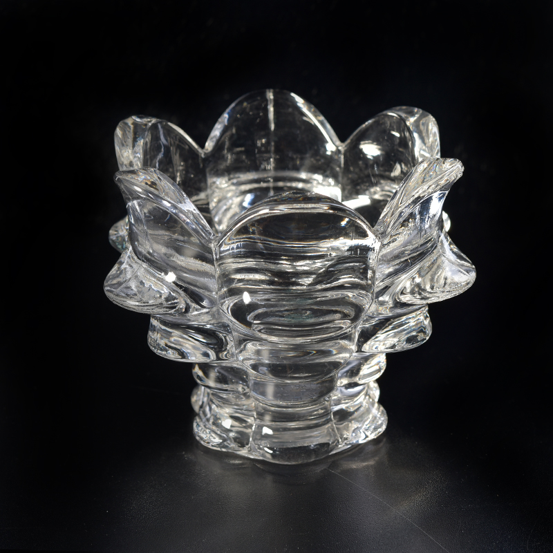 Flower shape design lotus crystal glass tealight holder