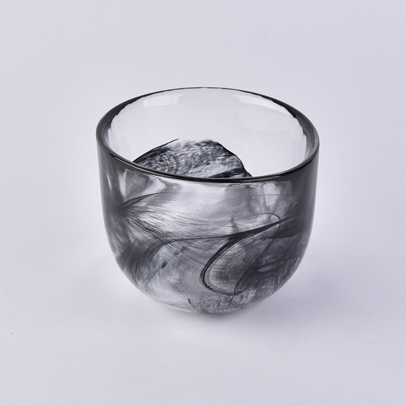 Unique ash black mist-covered organic glass candle holders