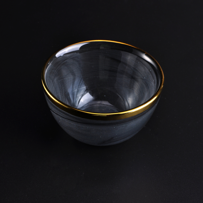 Plated rim glass candle holder bowl 