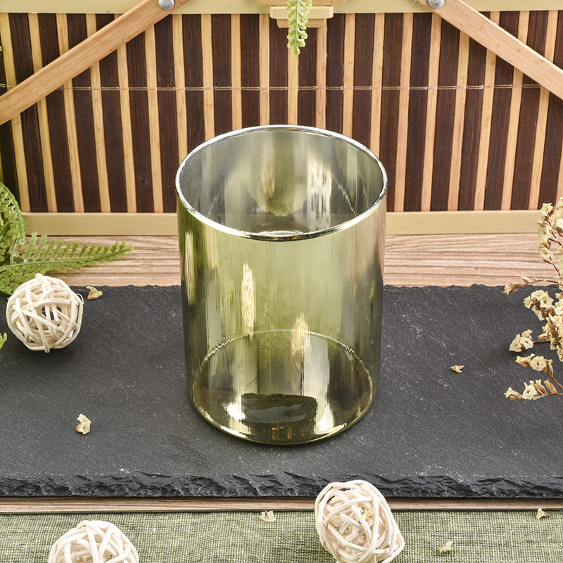 Light gold ion plating cylindrical glass candle vessel