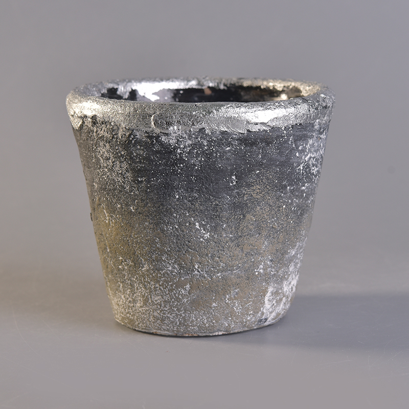 430ml natural cement candle holder with gold foil