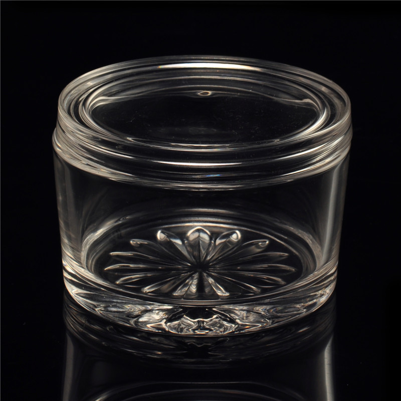 Crystal clear glass votive candle holders jar with lid wholesale