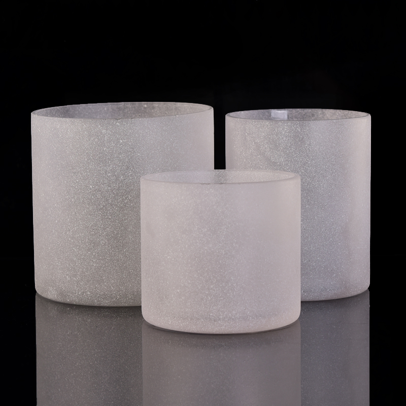 Sandblasted Glass Candle Holders