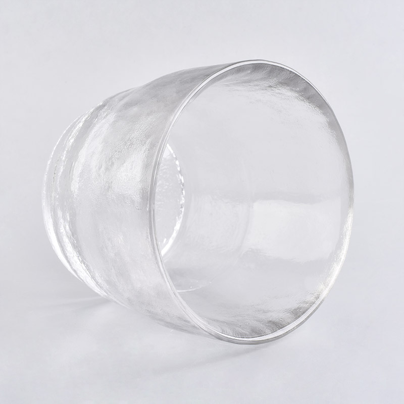 Transparent large capacity glass candle vessel 