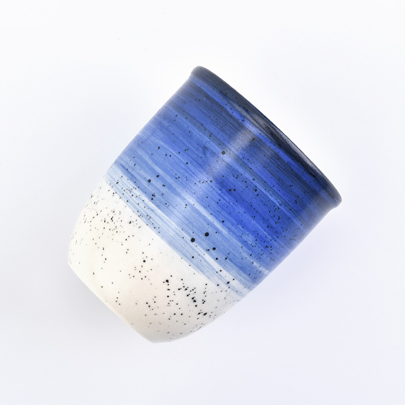 Ceramic Candle Holder with Blue Gradient Color Wholesale 