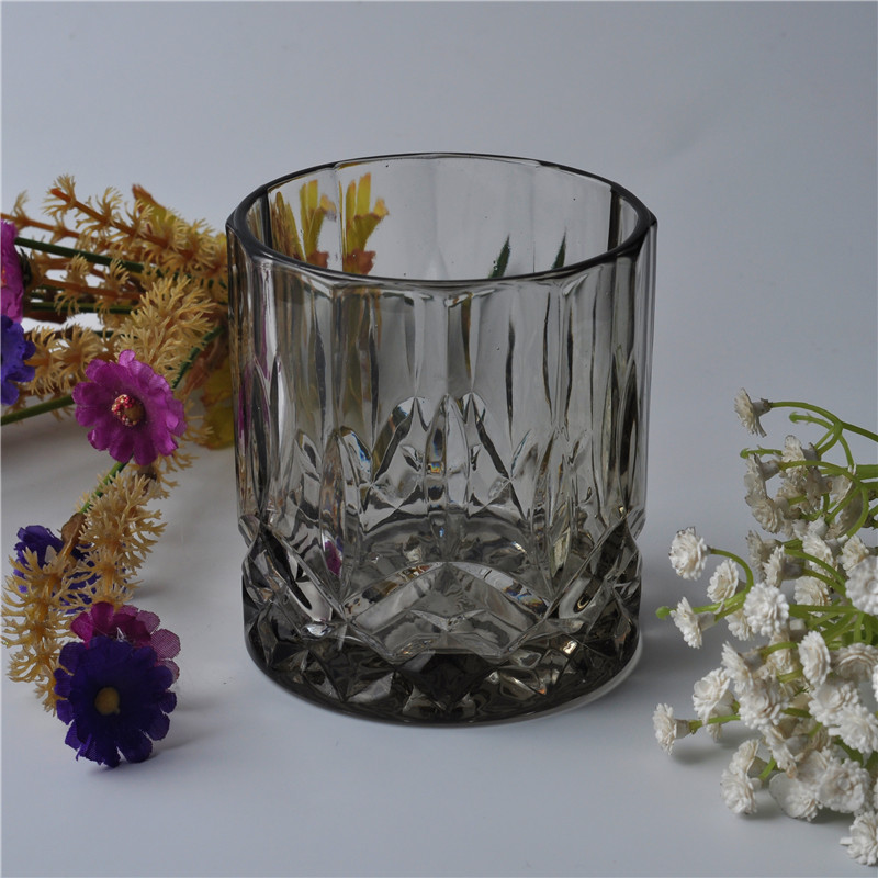 Diamond embossed bottom home decoration high quality glass candle holder