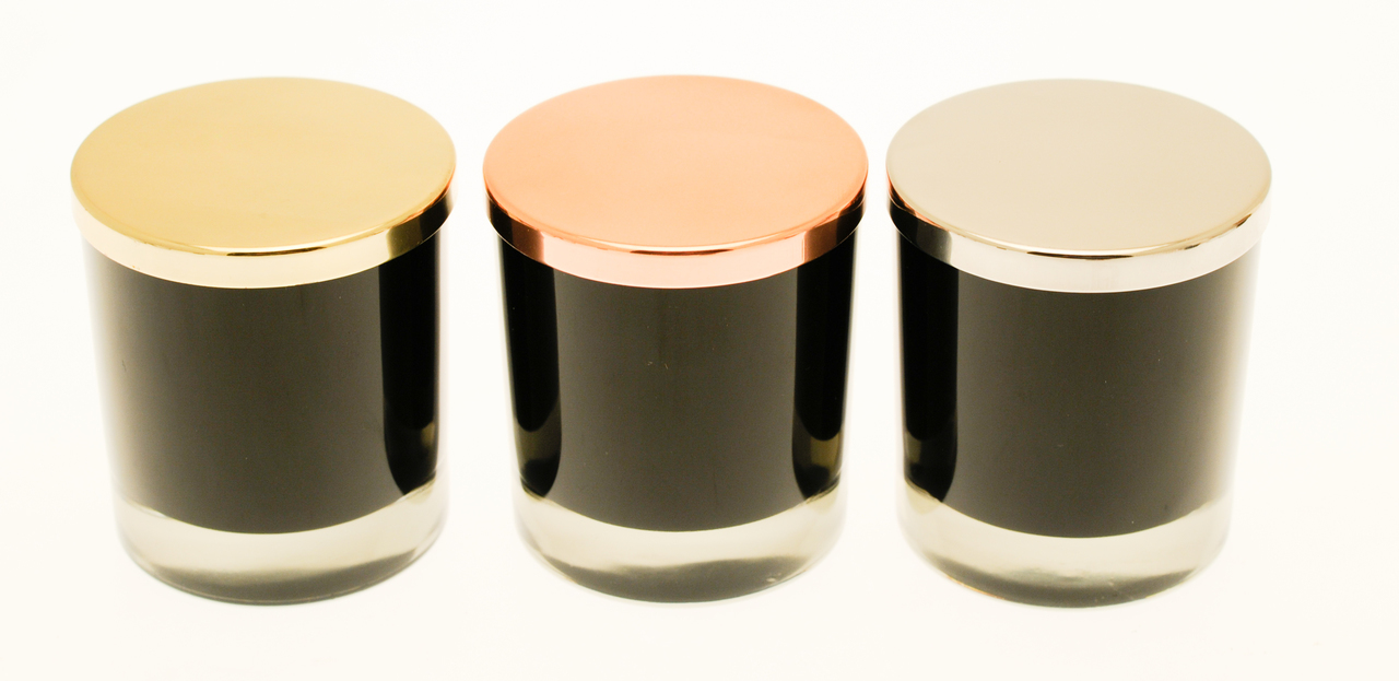 Black candle containers glass candle cups with lids