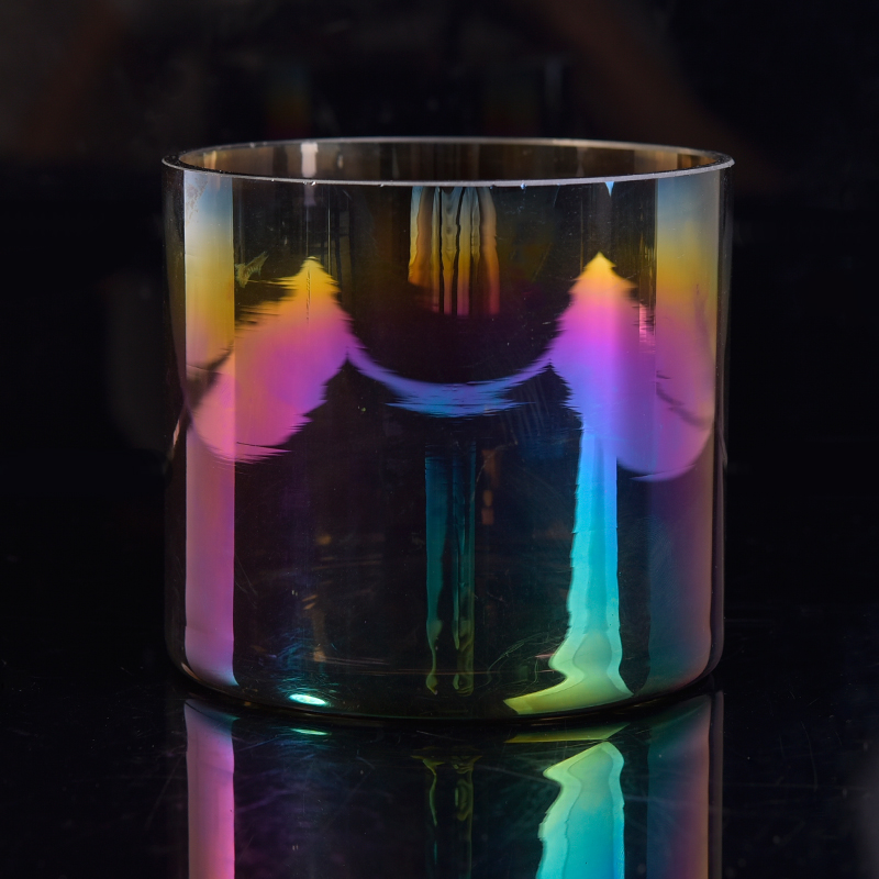 558ml Iridescence wing ion-electroplating glass candle holder