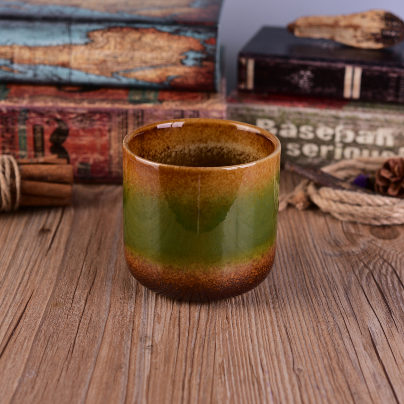 Multicolor luster glaze ceramic candle vessel