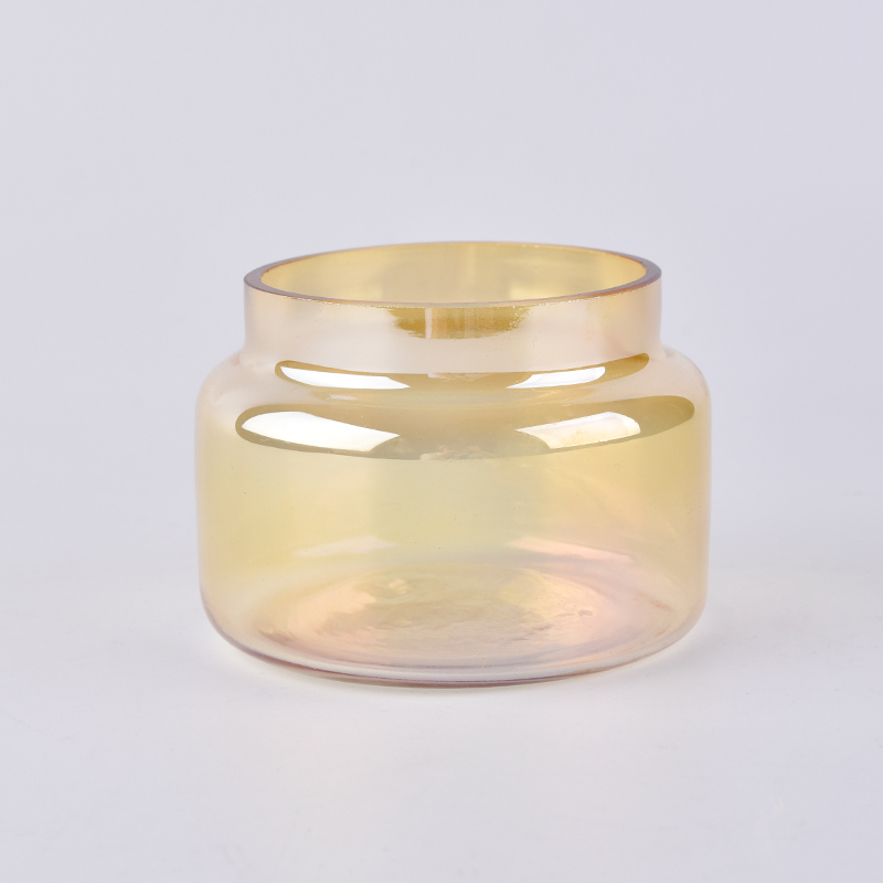 Popular glass candle holder in iridescent effect home decoration 