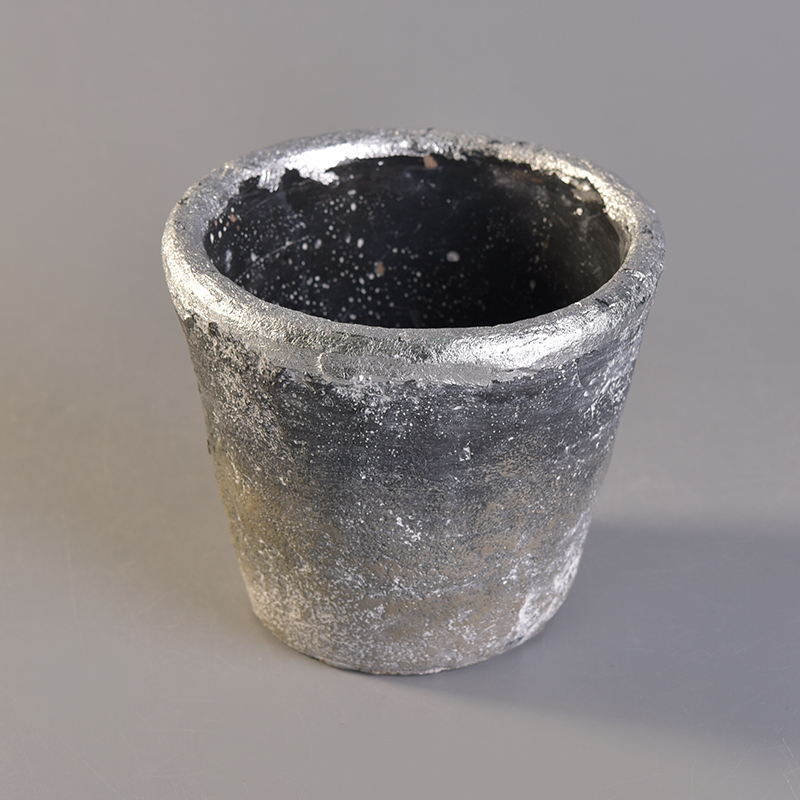 430ml natural cement candle holder with gold foil