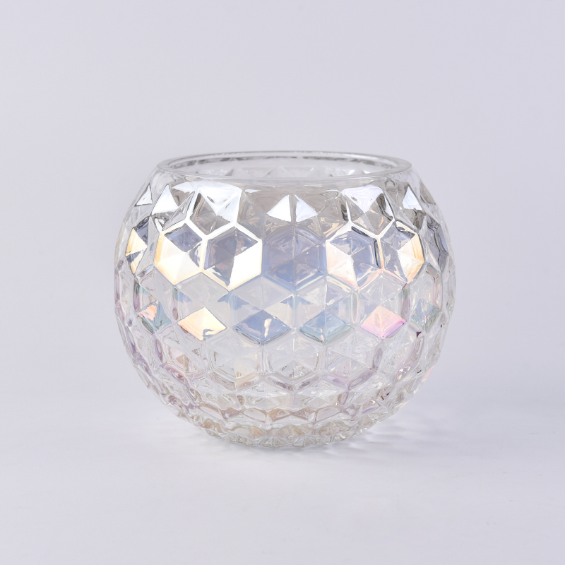 Plating gorgeous glass candle vessel with hexagon pattern