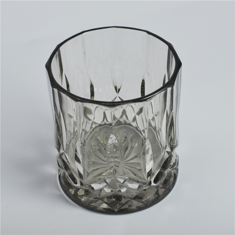 Diamond embossed bottom home decoration high quality glass candle holder