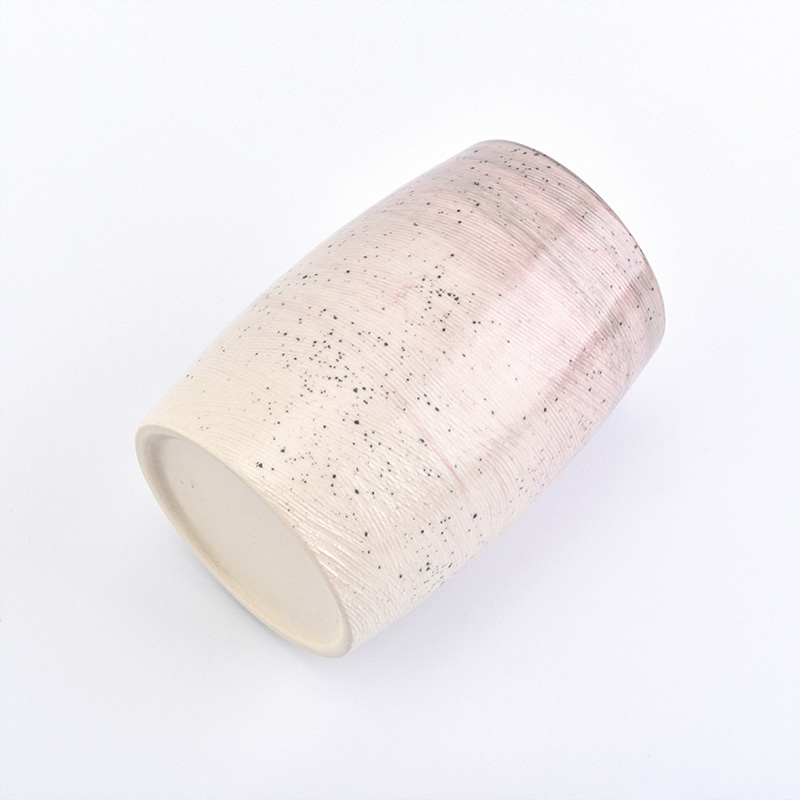 280ml transmutation glaze pink tan-pointed pattern ceramic candle holder