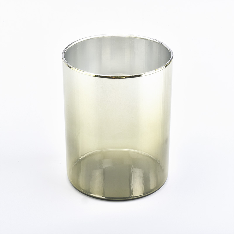 Light gold ion plating cylindrical glass candle vessel