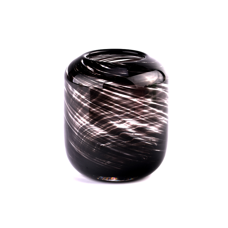 Wholesale 400ml black glass ellipse candle vessels scented candle jars