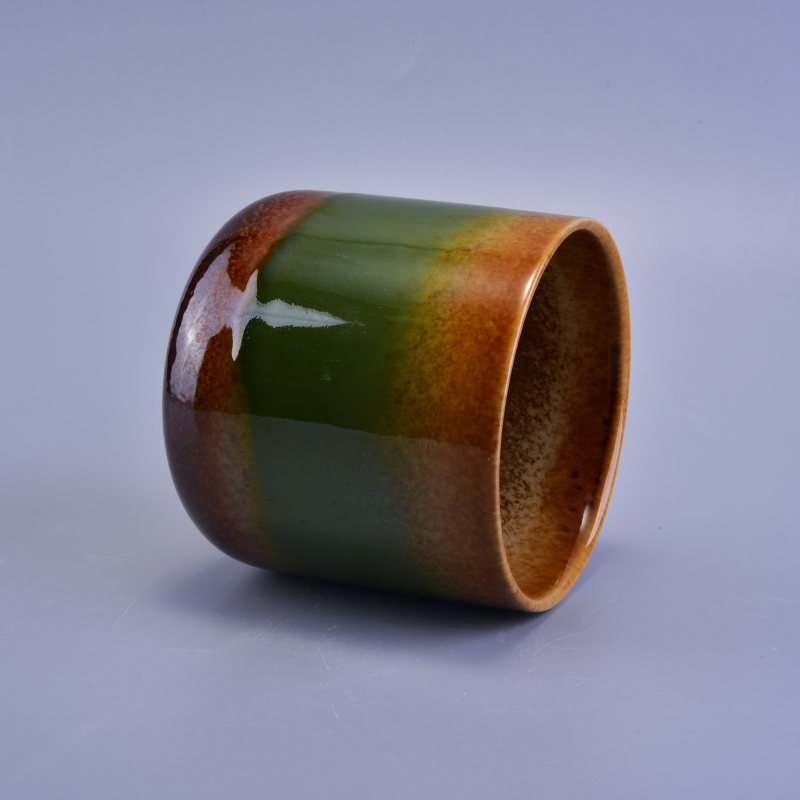 Multicolor luster glaze ceramic candle vessel