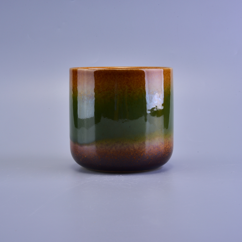 Multicolor luster glaze ceramic candle vessel