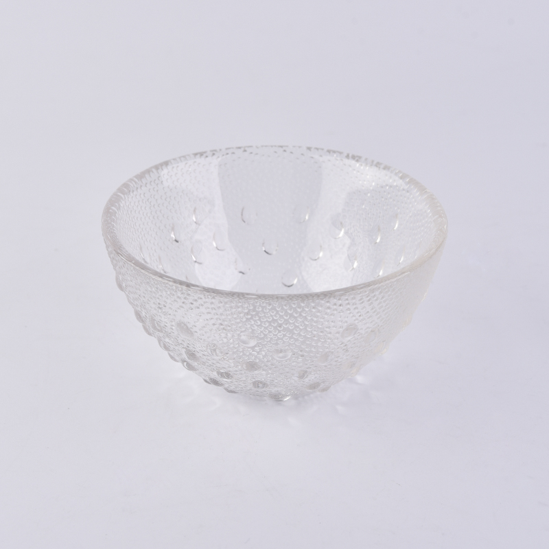 Huge  embossed glass candle bowl 