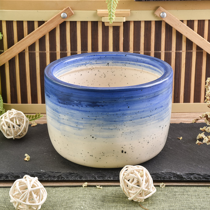 Stary Blue Cylinder Gradient Ceramic Candle Holder Wedding Center