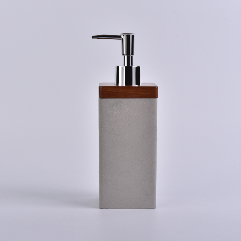 Square cement emulsion bottle with wooden decoration