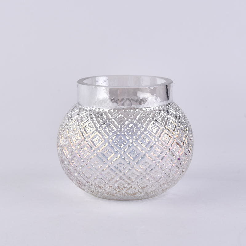 Plating glass candle holder white color