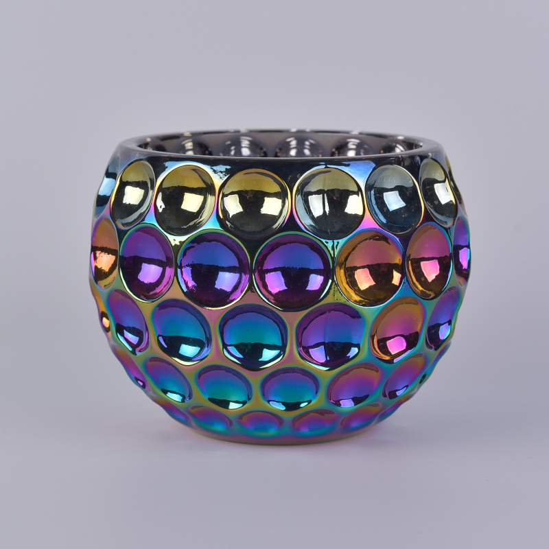 Iridescent plating glass candle jar