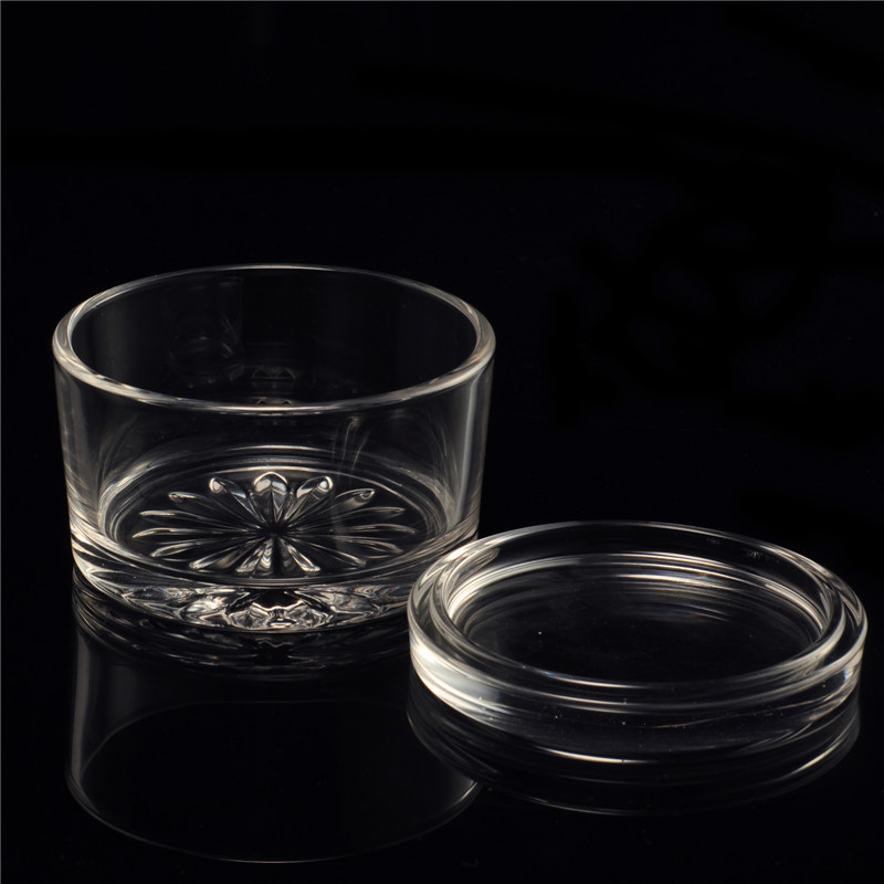 Crystal clear glass votive candle holders jar with lid wholesale