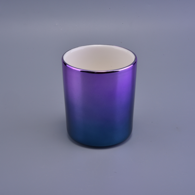 blue and purple gradient cylinder ceramic jar for candles