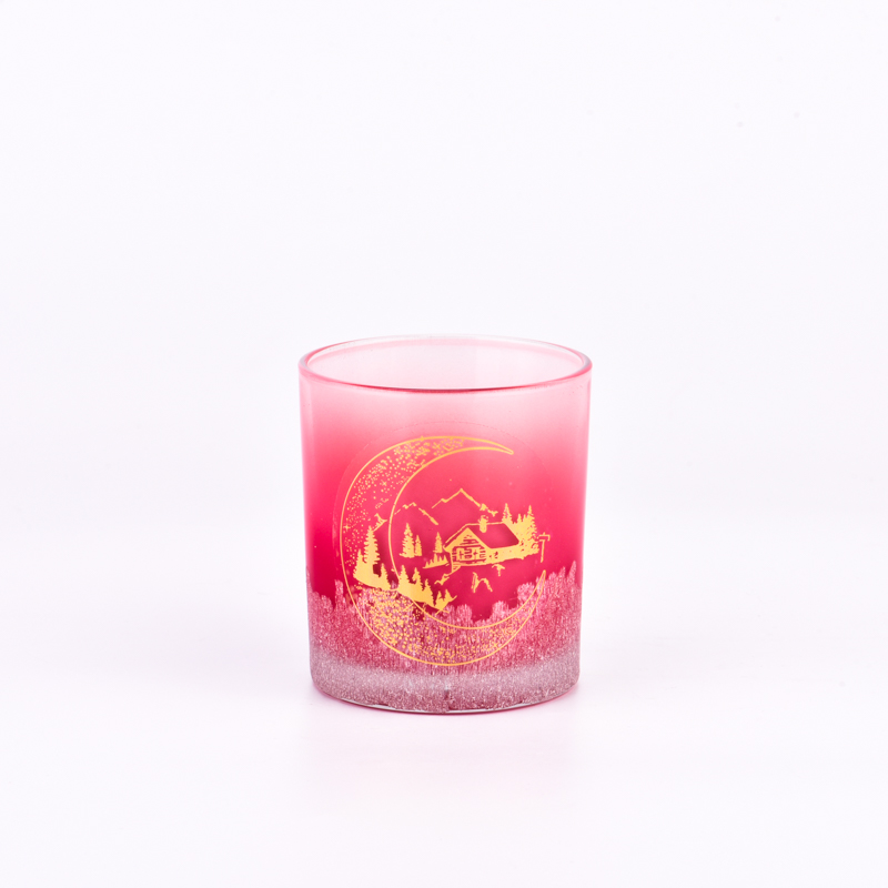 Luxury custom red christmas decal glass candle jar candle vessels for candle making