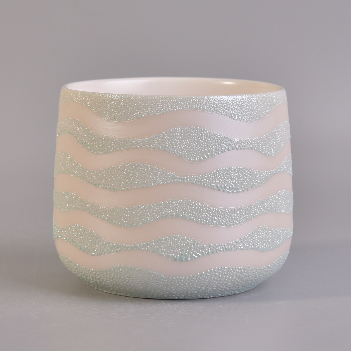 439ml pearly lustre water ripple ceramic candle jar flowerpot